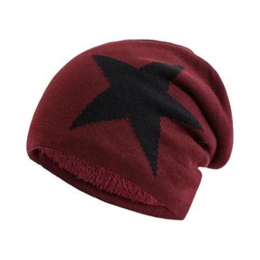 Imagem de Gorro De Inverno Unissex Com Forro De Pelúcia, Padrão De Cinco Estrela