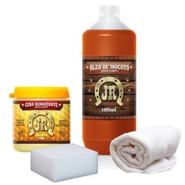 Imagem de Kit Hidratante De Couro Óleo De Mocotó 1 litro + Cera JR  320g