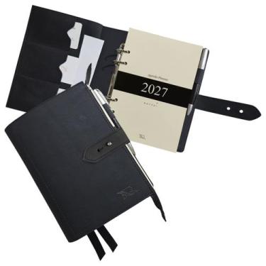 Imagem de Agenda Planner Couro 2027 231-R Personalizada Raffai Couros, Preto