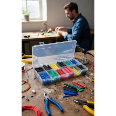 Imagem de Kit 265 Tubos Termo Retrátil P/ Isolamento Fios - Maleta - Congratulat