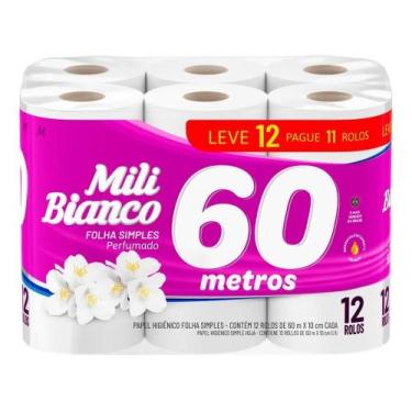 Imagem de Papel Higiênico Mili Bianco 60 Metros Perfumado