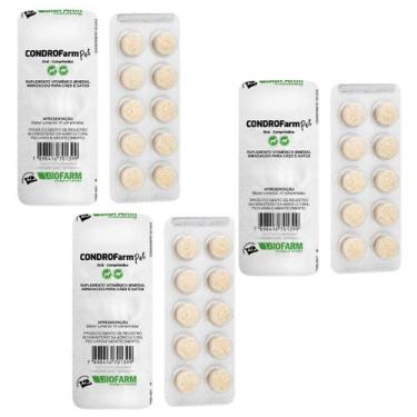 Imagem de Kit 3un Suplemento Cães-Gatos Condrofarm Pet Blister 10 Comp - Biofarm