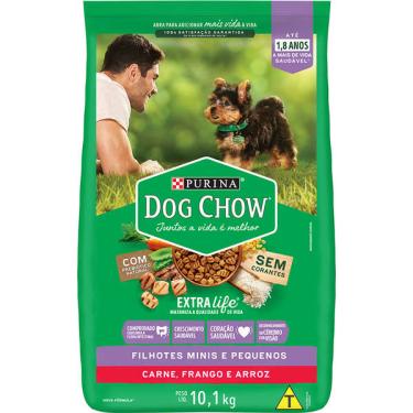 Imagem de Ração Seca Nestlé Purina Dog Chow Extra Life Carne, Frango e Arroz Cães Filhotes Raças Minis e Pequenas - 10,1 Kg