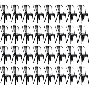 Imagem de Loft7, Kit 3x Cadeiras Iron Tolix Design Industrial em Aço Carbono, Sala de Jantar, Cozinha, Bar, Restaurante e Varanda Gourmet - Preto Semi Brilho