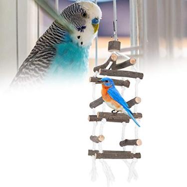 Imagem de LZKW Escada de papagaios, escada de madeira de papagaios, resistente e durável, com gancho projetado para papagaios para pássaros