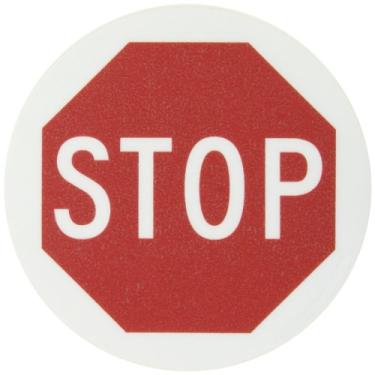Imagem de Accuform Placa de piso NMC "STOP" com símbolo de sinal de parada vermelho, placa de acesso restrito de vinil adesivo antiderrapante de 20 cm de diâmetro, vermelho no branco, feito nos EUA, MFS2208