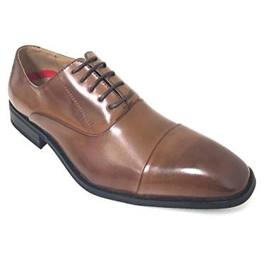 Imagem de G-FLORS sapato social masculino moderno Oxford sapato Derby Captoe cadarço Wingtip casual, Marrom, 11
