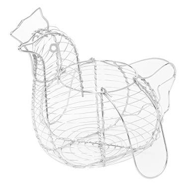 Imagem de Mimo Style Cesto Porta Ovos Galinha, Aço Inoxidável Aramado, Rústico, Em Forma de Galinha, Capacidade para 24 Ovos