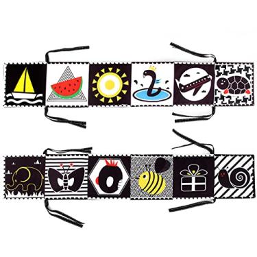 Imagem de Livro macio de alto contraste preto e branco para bebês – Livro de pano brinquedos sensoriais para bebês, pano educativo para atividades de bebê, livro macio enrugado, brinquedos sensoriais