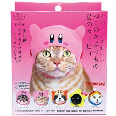 Imagem de Kitan Club – Boné de gato para animais de estimação inclui 1 de 5 estilos fofos – macio, confortável – design autêntico japonês Kawaii – materiais seguros para animais, qualidade premium (Kirby)
