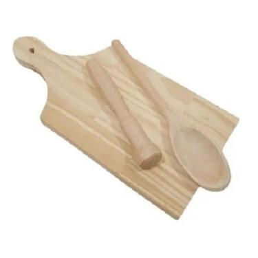 Imagem de Conjunto Tabua De Carne + Colher De Pau + Socador De Madeira