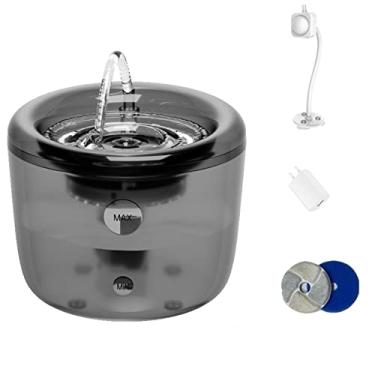 Imagem de Fonte de água para gato 1,6L/1,530 g, fonte de água para animais de estimação com nível de água visível e bomba inteligente, dispensador de tigela de água para cães de gato super silencioso com filtro para cães gatos, cinza