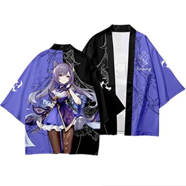 Imagem de Genshin Impact Zhongli Qiqi Klee Jaqueta Cardigan Costume Cosplay Tops Xale Manga 3/4 Manto