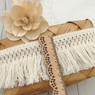 Imagem de 10 jardas bege diy 6 cm/8 cm borla franja algodão renda guarnição fita vestido latino palco vestuário cortina acessórios de costura, bege 6 cm, preço de 10 jardas