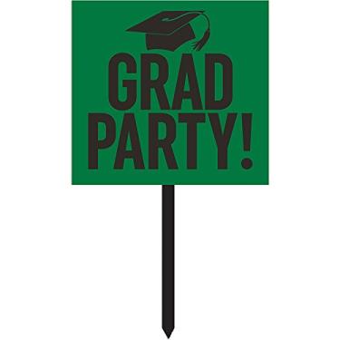 Imagem de Placa de papel o para quintal Creative Converting Grad Party, Verde, 15" x 26", 1