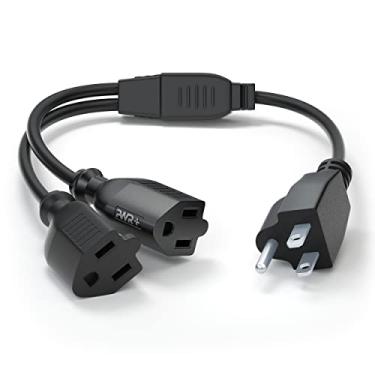 Imagem de Divisor e extensão do cabo de alimentação de 2 pés, NEMA 5-15P para NEMA 5-15R x 2, 16 AWG, 13A, 125V
