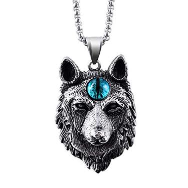 Imagem de TURTLEDOVE Colar Fenrir Lobo Viking - Pingente de lobo nórdico do amuleto escandinavo, Large, Metal, Não conhecido