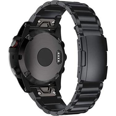 Imagem de Pencoda Pulseira Garmin Fenix 8 de 51 mm/7X/6X/5X Plus, 26 mm de liberação rápida, ajuste fácil, com fecho de botão duplo para smartwatch GarminEnduro 2/Descent Mk2i/Tactix 7 Pro (preto)