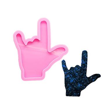 Imagem de Chaveiro de mão de rocha molde de silicone com orifício para molde de sabão DIY feito à mão sorvete pasta de goma molde de fondant tiros de geleia cupcake topo de bolo decoração de chocolate cristal