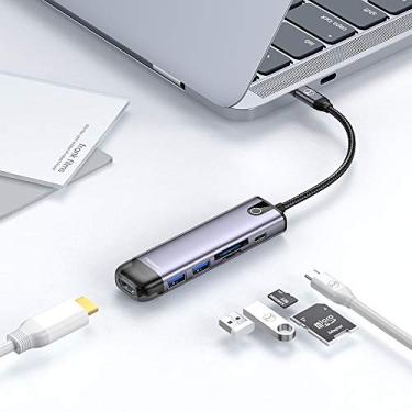 Imagem de Mcdodo Adaptador USB C Hub, Hub 6 em 1 Tipo C com 4K USB C para HDMI, 2 portas USB 3.0, leitor de cartão SD/TF, carregamento Thunderbolt 3 100W, compatível com MacBook Pro Air, Chromebook Pixel, telefone