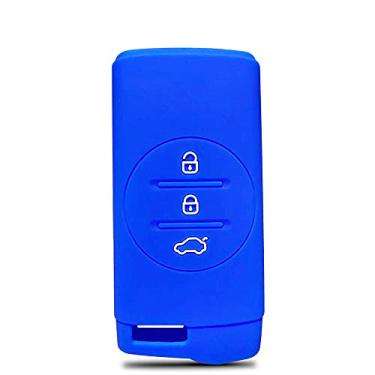 Imagem de YJADHU Capa de silicone para chave de carro Shell Remote Fob, apto para Chery Tiggo 7 Pro 8 Arrizo 5 EQ7 5x 3x 2020 Gx, azul