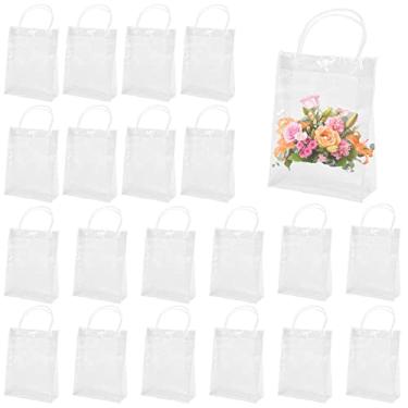 Imagem de EliteZ 20 sacos de presente transparentes, sacola reutilizável de plástico PVC transparente, para pequenas empresas, casamento, chá de bebê de aniversário, (17 x 22 x 6,7 cm)