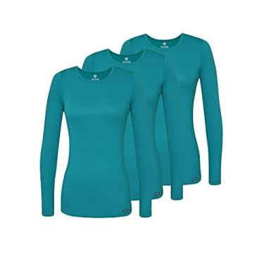 Imagem de Pacote com 3 cuecas Adar Underscrubs para mulheres – Camiseta confortável de manga comprida, Teal Green, X-Small