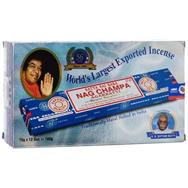 Imagem de Satya Sai Baba Nag Champa Agarbatti Pacote de 12 Caixas de incenso 15 g Cada incenso de palitos para relaxamento, meditação, positividade e paz
