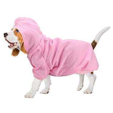 Imagem de Junluck Moletom com capuz macio e respirável para animais de estimação quente (rosa, P)