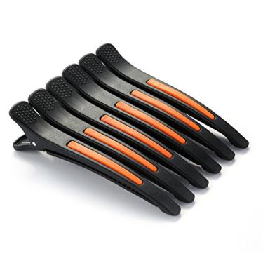 Imagem de 6 peças/conjunto de presilhas de cabelo pin-up de plástico com aba de pato para divisão de cabelo – Pulseira de silicone profissional antiderrapante clipes de salão DIY acessórios grampos de cabelo para mulheres, Blcak-Style2