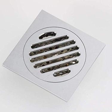 Imagem de Ralo de piso de banheiro Tampa de ralo de piso de cobre espesso Ralo de piso de banheiro Desodorante de banheiro à prova de insetos Grande deslocamento de piso ralo de cromo