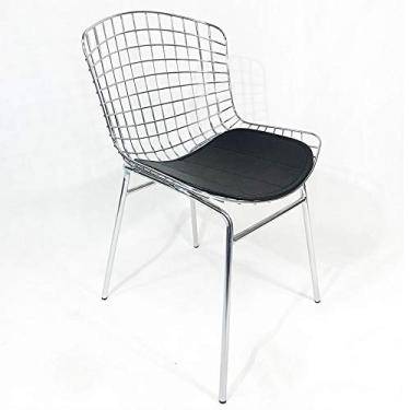 Imagem de Cadeira BERTÓIA cromada assento preto tubular - Poltronas do Sul