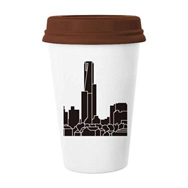 Imagem de Caneca com contorno dos arranha-céus da cidade da Austrália, copo de cerâmica de vidro para beber café