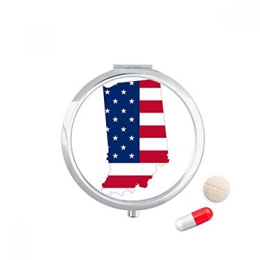 Imagem de Illinois USA Mapa Estrelas Listras Bandeira Forma Caixa de Comprimidos Bolso Armazenamento de Remédio Dispensador