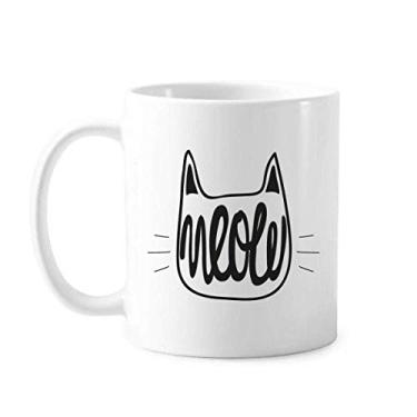 Imagem de Caneca Mewing Cat preta e branca citação de cerâmica café xícara de porcelana louça