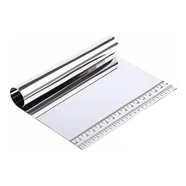 Imagem de ESPÁTULA DE AÇO INOXIDÁVEL PROFISSIONAL MULTIUSO RASPADOR DE MASSAS E LEGUMES COM CORTE