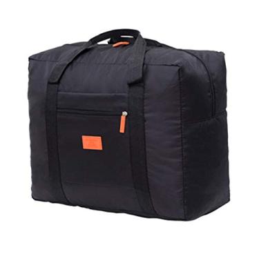 Imagem de Grey990 Bolsas de mão femininas, bolsa de viagem dobrável à prova d'água, bolsa esportiva de grande capacidade para armazenamento, Preto,