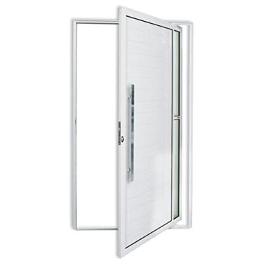 Imagem de Porta de Alumínio Pivotante Lambril 210x120cm com Puxador Visione Super Brimak Branco