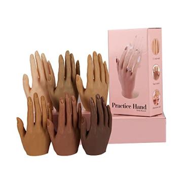 Imagem de Manequim feminino de silicone prático para unhas acrílicas tamanho real com pregos inseríveis para iniciantes em arte de unhas/artistas de salão de unhas com uma só mão cor 5#