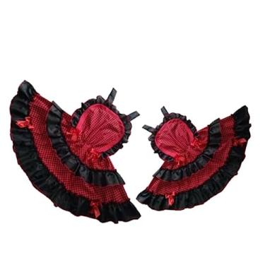 Imagem de Vestido Junino Jardineira Adulto/Saia Para Festa Junina Mãe e Filha (Vermelha/Preta) (Mãe M, Filha 4)