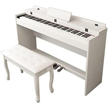 Imagem de Piano Digital Com 88 Teclas Ponderadas Ação De Martelo Teclado De Piano De Tamanho Completo Piano Elétrico Para Iniciantes USB/MIDI Piano Digital Doméstico Com Suporte Para Móveis, 3 Pedais, Banco
