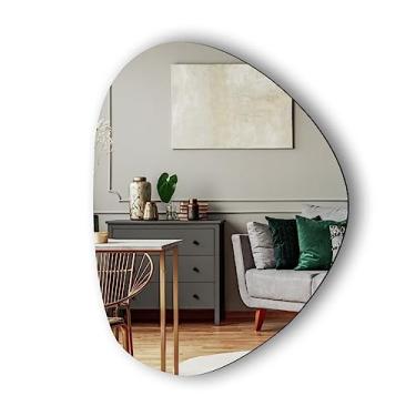 Imagem de Espelho Decorativo Orgânico Lapidado 70x58 Moderno - com suporte para fixação