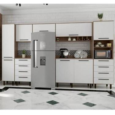 Imagem de Cozinha Compacta 7 Peças 8 Portas 8 Gavetas Evolution Plus Tannat/Branco