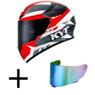 Imagem de Capacete KYT TT Course Gear Preto e Vermelho Mais Viseira Camaleão