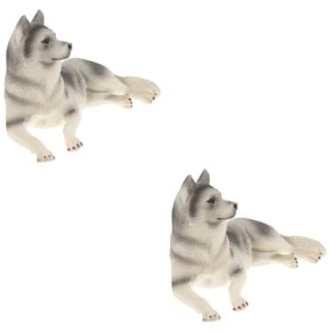 Imagem de ABOOFAN 2 Unidades jogo de modelo husky brinquedos infantis animais brinquedos educativos modelos modelo em forma de cachorro estatueta de cachorro realista cão artificial estátua decorar