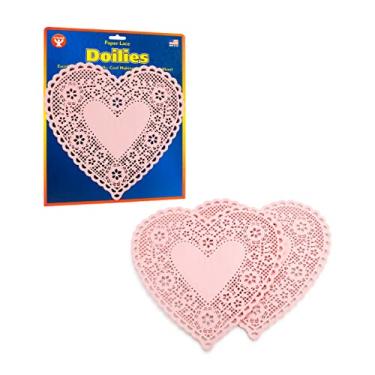 Imagem de Hygloss Produtos Doilies de papel coração – Doily de renda rosa de 20 cm para decorações, artesanato, festas, pacote com 36