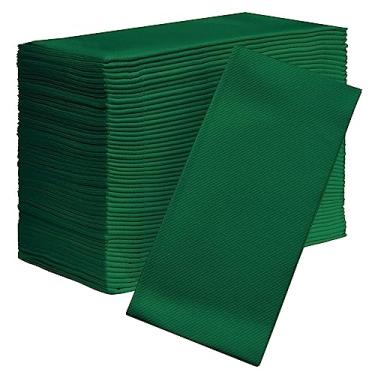 Imagem de Guardanapos de papel para jantar em casa americano, com linho ecológico, decorativo de 40 x 40 cm, ideal para festas ou recepção de casamento. Composto espesso absorvente Biológico e reciclagem (verde)