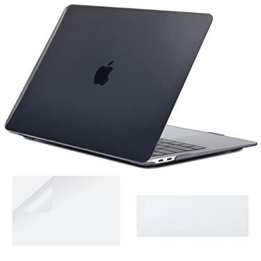 Imagem de COATIT Capa compatível com MacBook Air de 13 polegadas 2021, 2020, 2019, 2018, versão A2337, M1, A2179, A1932, tela retina com Touch ID, capa rígida de cristal, capa para teclado e protetor de tela, preta