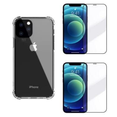 Imagem de Kit Capa Anti Impactos para iPhone 11 Pro Max e 2X Película 5D 9D Full Cover Tela Inteira