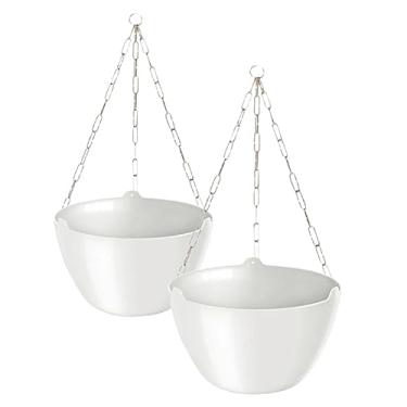 Imagem de Kit 2 Vaso Cuia Cachepo Elegance Suspenso Para Samambaia e Planta Pendente + 2 Corrente 44cm